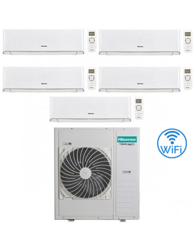 Climatizzatore Condizionatore Hisense Energy Wifi R32 Penta Split Inverter 9000 + 9000 + 9000 + 12000 + 12000 BTU con U.E. 5A...