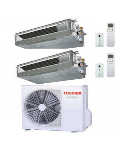 Climatizzatore Condizionatore Toshiba Canalizzabile R32 Dual Split Inverter 13000 + 13000 (12000 + 12000) BTU con U.E. RAS-2M...