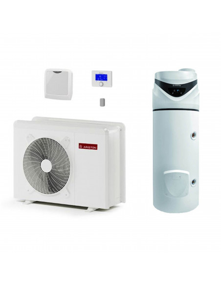 Pompa di calore monoblocco inverter Ariston serie Nimbus Pocket 50M con scaldacqua a pompa di calore Ariston Nuos Primo HC 20...