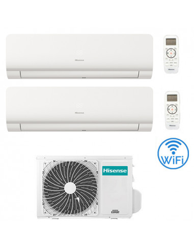 Climatizzatore Condizionatore Inverter Hisense New Energy Wifi R32 Dual Split 7000 + 7000 BTU con U.E. 2AMW35U4RGC Classe A++...