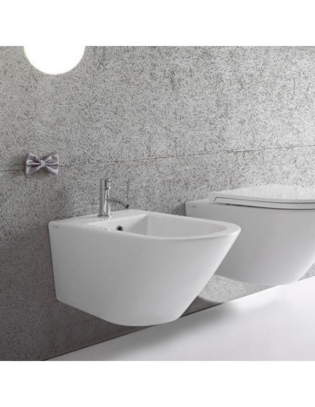 Bidet sospeso Globo Serie Forty 3 monoforo con sistema di fissaggio dal basso nascosto Cod. FOS09.BI - Climaway