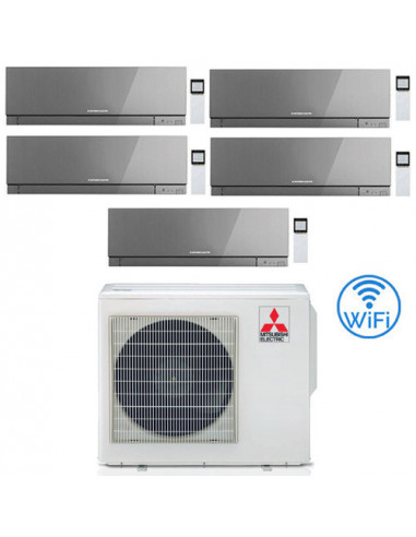 Climatizzatore Condizionatore Mitsubishi Kirigamine Zen Wifi Argento Penta Split Inverter 9000 + 9000 + 9000 + 9000 + 9000 BT...