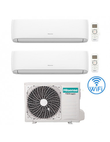 Climatizzatore Condizionatore Hisense Hi Comfort Wifi R32 Dual Split Inverter 7000 + 9000 BTU con U.E. 2AMW42U4RGC Classe A++...