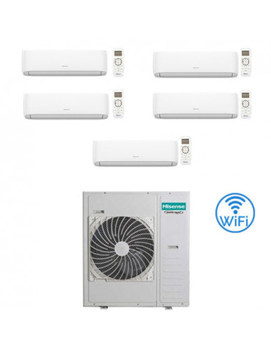 Climatizzatore Condizionatore Hisense Hi Comfort Wifi R32 Penta Split Inverter 9000 + 9000 + 9000 + 9000 + 18000 BTU con U.E....