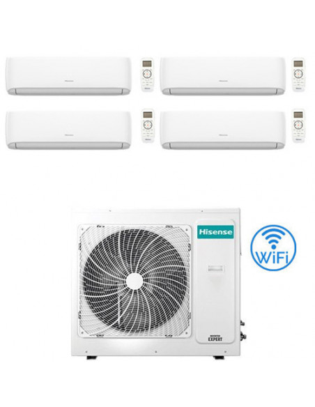 Climatizzatore Condizionatore Hisense Hi Comfort Wifi R32 Quadri Split Inverter 7000 + 7000 + 9000 + 12000 BTU con U.E. 4AMW8...