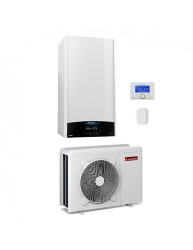 Sistema ibrido compatto Factory Made Ariston Genius One Hybrid Net R410 Wifi Monofase 24/7 composto da pompa di calore 8.7 Kw...