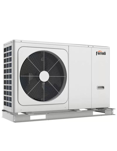 Sistema di riscaldamento ibrido compatto Ferroli R32 composto da pompa di calore monofase Aria-Acqua capacità 10kW integrata ...