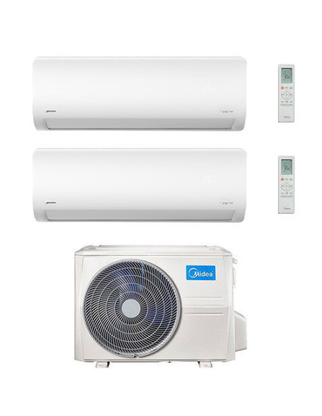 Climatizzatore Condizionatore Midea Xtreme Wifi R32 Dual Split 9000 + 12000 BTU con U.E. M2OH-14HFN8-Q INVERTER Classe A++/A+...