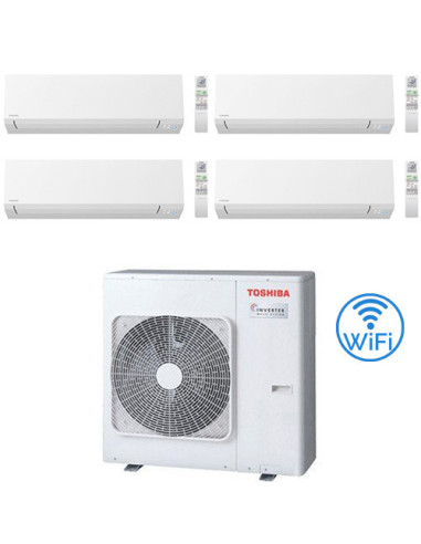 Climatizzatore Condizionatore Toshiba Shorai Edge WiFi R32 Quadri Split Inverter 9000 + 9000 + 9000 + 18000 BTU con U.E. RAS-...