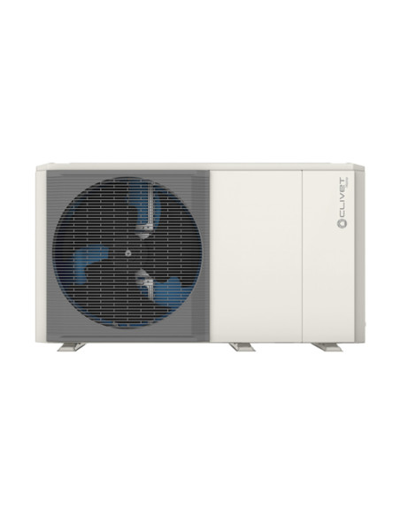 Sistema di riscaldamento ibrido compatto Clivet R32 composto da pompa di calore monofase Aria-Acqua 10kW integrata con caldai...