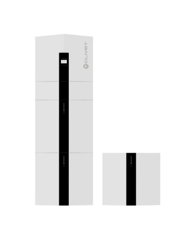 Sistema di accumulo Monofase Clivet Sinergy 51.15 da 15kWh composto da inverter ibrido CEC-S 5kW più 3 unità pacco batteria C...