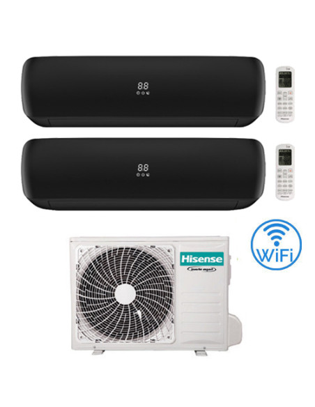 Climatizzatore Condizionatore Hisense Apple Pie PRO Wi-Fi R32 Dual Split Inverter 9000 + 9000 BTU con U.E. 2AMW35U4RGC Classe...