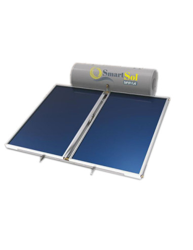 Kit solare termico Smart Sol Super Flat a circolazione naturale composto da 2 collettori solari selettivi da 2.5 mq più serba...