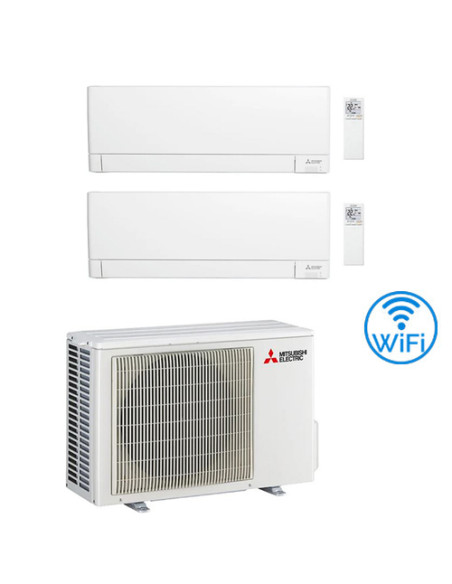 Climatizzatore Condizionatore Mitsubishi MSZ-AY Wifi R32 Dual Split Inverter 9000 + 12000 BTU con U.E. MXZ-2F53VF Classe A+++...