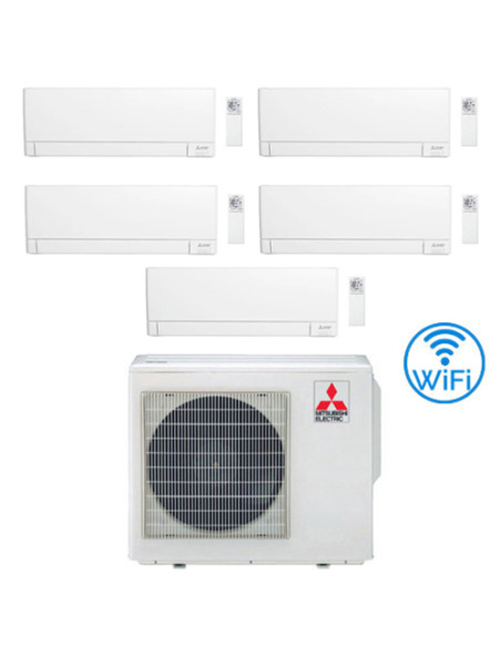 Climatizzatore Condizionatore Mitsubishi MSZ-AY Wifi R32 Penta Split Inverter 9000 + 9000 + 9000 + 9000 + 9000 BTU con U.E. M...