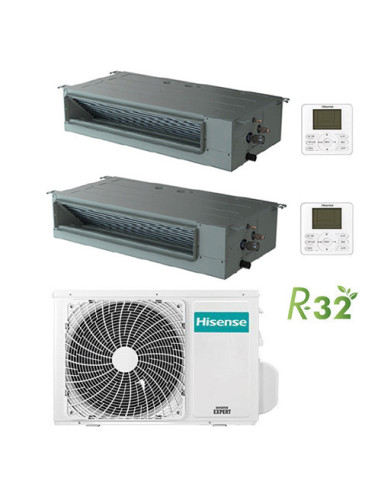 Climatizzatore Condizionatore Hisense Canalizzabile R32 Dual Split Inverter 9000 + 9000 BTU con U.E. 2AMW42U4RGC Classe A++/A...