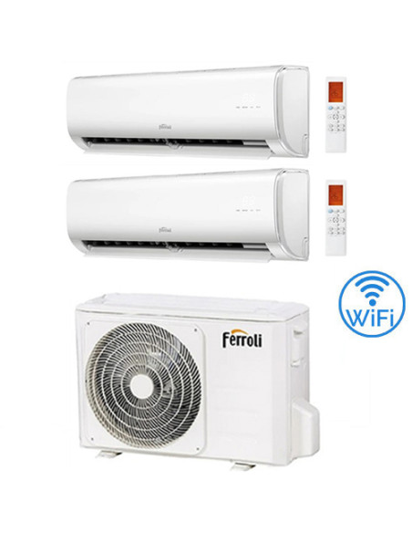 Climatizzatore Condizionatore Ferroli Serie Giada Wifi R32 Dual Split 9000 + 9000 BTU con U.E. 2CP001PF 18000 BTU 18-2 Classe...