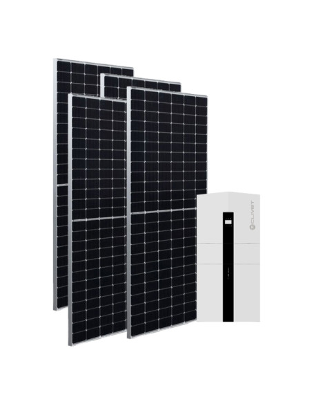 Kit fotovoltaico da 4 kW composto da Inverter Ibrido e pacco batteria da 5kWh Clivet + nº10 pannelli Sunerg X-CHROS L da 415 ...