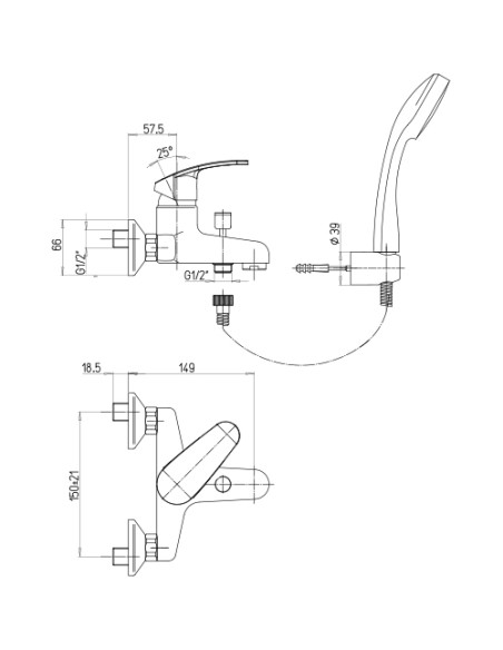 Miscelatore Piralla per vasca esterno serie Ofelia con Duplex 0FE00002A22 cromato - Climaway