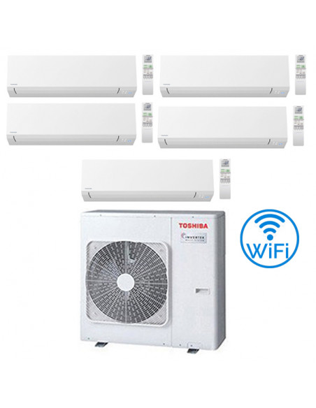 Climatizzatore Condizionatore Toshiba Shorai Edge WiFi R32 Penta Split Inverter 9000 + 12000 + 12000 + 12000 + 12000 BTU con ...