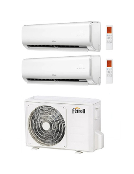 Climatizzatore Condizionatore Ferroli Serie Giada Wifi R32 Dual Split 12000 + 12000 BTU con U.E. 2CP001QF 21000 BTU 21-3 Clas...
