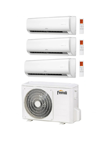 Climatizzatore Condizionatore Ferroli Serie Giada Wifi R32 Trial Split 12000 + 12000 + 12000 BTU con U.E. 2CP001RF 27000 BTU ...