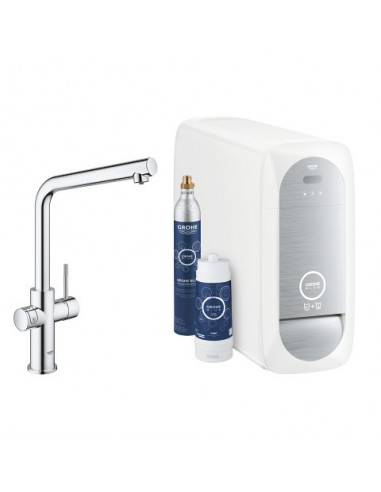 Grohe Blue Home miscelatore monocomando per lavello con sistema filtrante dell'acqua con refrigeratore bocca a L 31454001 - C...