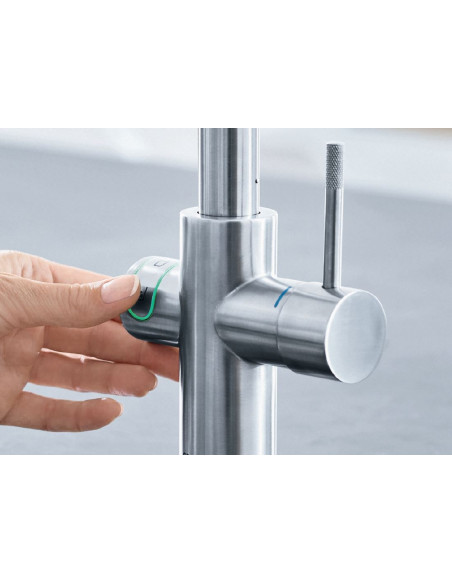 Grohe Blue Home miscelatore monocomando per lavello con sistema filtrante dell'acqua con refrigeratore bocca a L 31454001 - C...