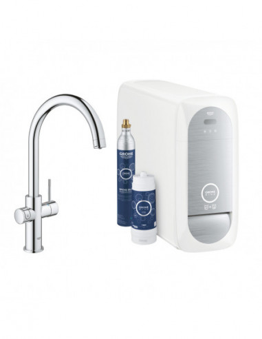Grohe Blue Home miscelatore monocomando per lavello con sistema filtrante dell'acqua con refrigeratore bocca a C 31455001 - C...