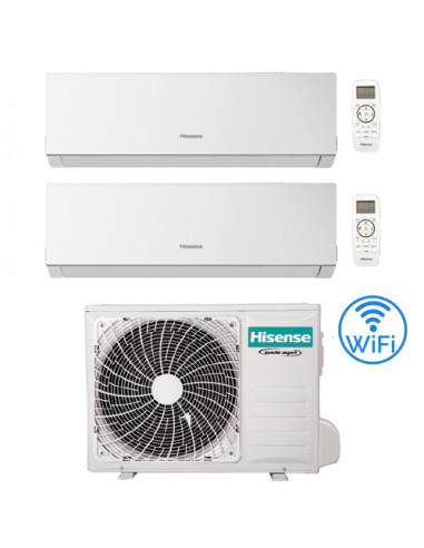 Climatizzatore Condizionatore Hisense New Comfort con Wifi R32 Dual Split Inverter 7000 + 7000 BTU con U.E. 2AMW35U4RGC Class...