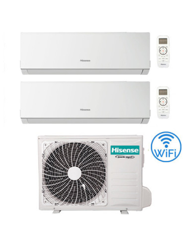 Climatizzatore Condizionatore Hisense New Comfort con Wifi R32 Dual Split Inverter 9000 + 9000 BTU con U.E. 2AMW35U4RGC Class...
