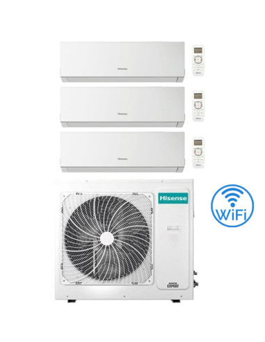 Climatizzatore Condizionatore Hisense New Comfort con WiFi R32 Trial Split Inverter 7000 + 9000 + 12000 BTU con U.E. 3AMW52U4...