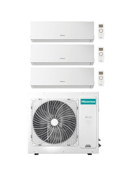 Climatizzatore Condizionatore Hisense New Comfort con WiFi R32 Trial Split Inverter 9000 + 9000 + 12000 BTU con U.E. 3AMW52U4...